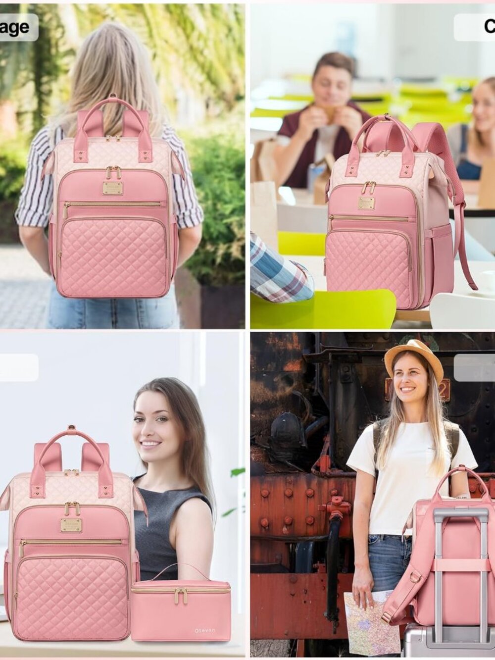 Lunch Backpack for Women, 15.6 inch Laptop Backpacks for Womens, Work Backpacks - Picture 7 of 8